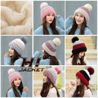 ราคา 12402L หมวกไหมพรมขนแกะแต่งปอมเฟอร์ ซับผ้าขนนุ่มกันหนาว (40670049057)