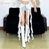 ราคา เข็มขัดโยโลโก รัฟเฟิลสำหรับผู้หญิง พู่สะโพกสีขาวยกทรงกระโปรงมินิ (56059181125)