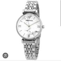 ราคา Emporio Armani Gianni T Bar White Marble Dial Silver Steel Strap Watch For Women AR11170 (24284921775)