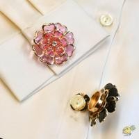 ราคา WXDX TH 1 ชิ้น Rhinestones ดอกไม้ Cufflink โปร่งใสเสื้อผ้าอุปกรณ์เสริมปุ่มครอบคลุม ของขวัญเข็มกลัดหัวเข็มขัด DIY หยดเคลือบ Cufflinks (50609128367)