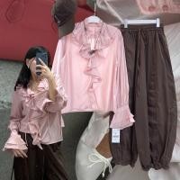ราคา เปิดพรี zr pink ruffle top เสื้อคอระบาย แขนยาว ชายแขนกระดิ่งแต่งระบาย ทรงสวย ผ้านิ่ม เป็นทรงสวยเลย สีโทนชมพูถูกต้อง (50906264466)