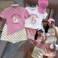 ราคา cat shoulder pad top เสื้อยืดคอกลม แขนสั้น ผ้าอย่างดีเลย นุ่ม เป็นทรงสวยเลย เล่นดีเทล แต่งสกรีนลายน้องแมว (49108160865)