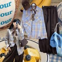 ราคา พร้อมส่ง plaid shirt เสื้อเชิ๊ตคอปก แขนยาว เนื้อผ้าลาย plaid l มี texture สีโทนเหลืองฟ้า น่ารักมาก ใส่คลุม ใส่เดี่ยวๆ (56756204733)