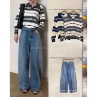 ราคา 3320 9928 TWO TONE BALLOON JEANS STUDIOX2กางเกงยีนส์ทรงขาปลายบอลลูน LONGSLEEVES POLO KNIT TOPเสื้อไหมพรมทอคอปกโปโลแขนยาว (50454537455)