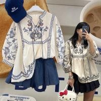 ราคา boho embroid top เสื้อ boho style แขนยาว แต่งปักตลอดแขน และช่วงหน้า แขนทรงพอง balloon คอวี แบบเชือกพู่ห้อย น่ารักมาก (41579063732)