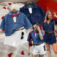 ราคา พร้อมส่ง zr polo jean crop top เสื้อเนื้อผ้ายีนส์อย่างดี เป็นคอวี แบบมีปก แต่ง pocket 2 ฝั่ง แขนสั้น ทรงสวย เป็นทรง crop (29227613066)