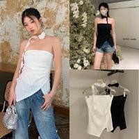ราคา Sleepeless top x scarf 370 เสื้อเกาะอก ผ่าหน้า ชายเสื้อเฉียง ดีเทลเก๋มาก งานผ้าร่อง ทรงเข้ารูป เชือกแต่งดอกไม้ wg we (28621658126)