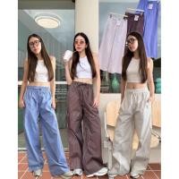 ราคา Stripe pant 390 กางเกงขายาวทรงกระบอกใหญ่ ผ้าคอตต้อนลายริ้ว สไตล์เกาหลี เอวยืดเชือกรูด มีกระเป๋าข้าง ใส่สบาย valen (28000789570)