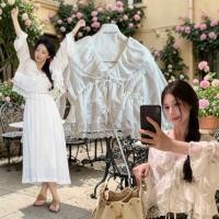 ราคา พร้อมส่ง ruffle layer top 550 mo studio เสื้อ เเขนยาว ชีฟองทราย คอปก ติดลูกไม้ขอบ งานเย็บสวยเรียบร้อย (44607553582)