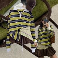 ราคา green polo stripe top เสื้อคอปก ทรง polo แขนยาว สีโทนน่ารักเลย เขียว wasabi ผ้าใส่สบาย ไม่หนาไม่บางมาก น่ารักกำลังดี (57905588549)