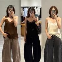 ราคา พร้อมส่ง 9962 STUDIOX2 SILK SATIN CAMISOLE LACE TOP เสื้อซาตินสายเดียว คอวี แต่งขอบลูกไม้ ทรงปล่อย ผ้าซาติน (43165116184)