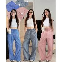 ราคา Stripe pant 420 VALEN กางเกงขายาวทรงกระบอกใหญ่ ผ้าคอตต้อนลายริ้ว สไตล์เกาหลี เอวยืด มีกระเป๋าข้าง ใส่สบาย (56400755458)
