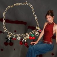 ราคา cherry necklace สร้อยโซ่เล็กสีทอง แต่งอะไหล่จี้รูป cherry bow heart หลายอัน น่ารักมาก คุ้มมาก (56103530376)