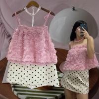ราคา flora pink 3d top เสื้อสายเดี่ยวแบบผูก ปรับสายได้ตามความต้องการ เล่นดีเทลผ้าดอกไม้นูน 3d ทั่วตัว งานสวยมากก (52658205518)