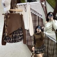 ราคา off shoulder plaid top เสื้อไหมพรม แต่งเชือกลาย plaid ร้อยผ่าน ผูกโบว์ น่ารักมาก ใส่แบบไหล่ปาด หรือแบบปกติได้หมดเลย (52150734096)