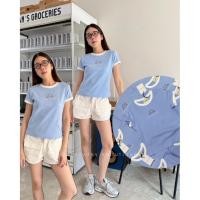 ราคา Croissant t shirt 350 VALEN เสื้อยืดแขนสั้น รุ่นใหม่ ดีเทลกุ๊นขอบคอและแขนเสื้อสีทูโทน งานปักลายครัวซอง น่ารักมากๆ (45404896853)