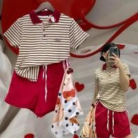 ราคา polo stripe top เสื้อริ้วคอปก แขนสั้น เนื้อผ้านุ่มมือมาก ใส่สบาย สีพื้นครีม ลายริ้ว แดงกรม น่ารักมาก เล่นดีเทลคอปก (42364831778)