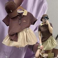 ราคา polo stripe top เสื้อริ้วคอปก แขนสั้น เนื้อผ้านุ่มมือมาก ใส่สบาย สีพื้น น้ำตาล ลายริ้วส้มม่วง น่ารักมาก (42264375172)