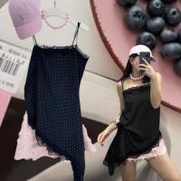 ราคา เปิดพรี zr polkadot lace top เสื้อสายเดี่ยว ชาย slope เฉียง แต่งลูกไม้ช่วงอก และช่วงขอบ ลายจฺด polkadot น่ารักมาก (40477772374)