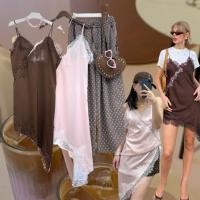 ราคา zr satin lace long top เดรสสายเดี่ยวตัวยาว เนื้อผ้าซาติน แต่งลูกไม้ช่วงอกและชาย ใส่เป็นเสื้อตัวยาวหรือ minidress (40463963850)