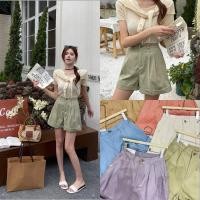 ราคา B001 กางเกงขาสั้น เอวสูงปลายขาบาน ผ้าลูกฟูกสีพาสเทลสวยๆ เอวสม็อคใส่สบายยืดได้เพิ่มอีก2 3นิ้ว ปลายขาพับแต่งโลโก้สีทอง (29230293982)