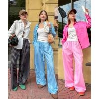 ราคา My bae shirt เสื้อเชิ้ตคอปกแขนยาวผ้าcotton My bae stripe pant กางเกงขายาวผ้าพิมพ์ลายริ้ว ขอบเอวตัดผ้าสีขาว akkara (28904653413)