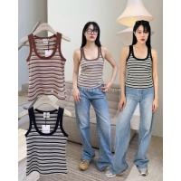 ราคา NEW Stripe tank top 320 เสื้อกล้ามไหมพรมทอลายทาง ผ้านิตเนื้อร่อง ทรงแขนกุด ดีเทลการออกแบบลายเส้นสวยดูแพง valen (26886500682)