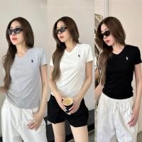 ราคา Polo V T shirt 320 เสื้อยืดแขนสั้นคอวี งานปักม้าที่อก ผ้าลายทาง ทรงเบสิค น่ารักมากกกๆ งานสวยมากกก เป๊ะตาม valen basic (26462628780)
