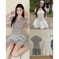 ราคา mini dress polo มินิเดรสโปโล เเขนสั้น งานนำเข้า พร้อมส่ง ด้านบนผ้าทอไหมพรมต่อผ้ายืด mo studio (26382751881)