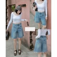 ราคา Wide Jeans กางเกงยีนส์ขา3 ส่วน แต่งชายขาดแอบเซอร์นิดๆ ช่วงเอวเป็นกระดุมปรับได้2ระดับ ใส่ (26227613452)