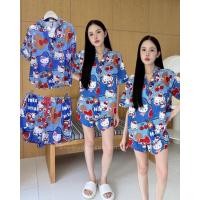ราคา Kitty sleepwear set 390 ชุดนอนขาสั้น คอลใหม่ลายคิตตี้ โทนสีฟ้า น้ำเงินบลูยีนส์ มีเชือกผูกเอว คือน่ารักมากกก valen (25891740888)