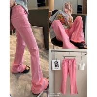 ราคา พร้อมส่ง pink bell denim pants teeda SMLXL 690 กางเกงขาม้าเอวต่ำ ผ้ายืดใส่สวยกระชับ สีชมพูนมชายแต่งรุ่ย (22547003839)