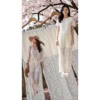 ราคา Lace pants 350 Mo studio กางเกงขายาวลูกไม้ ซับในขาสั้นด้ายในเอวยางยืด เอว 24 46 ยาว 38 5 สะโพก 42 1 สีครีม (44122944730)