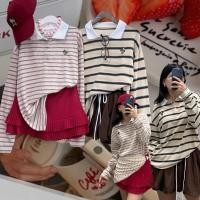 ราคา dog stripe texture polo top เสื้อคอปก แขนยาว ลายริ้รสลับสีน้ำตาลฟ้า ลายริ้วแบบมี texture แต่งกุ๊นขอบฟ้าที่ปกเสื้อ (57152523008)
