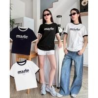 ราคา Marie Claire t shirt 370 VALEN เสื้อยืดแขนสั้น รุ่นใหม่ ดีเทลกุ๊นขอบคอและแขนเสื้อสีทูโทน งานสกรีนลายแบรนด์ดัง น่ารัก (55207859652)