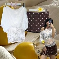 ราคา lace bottom top เสื่อลูกไม้แบบซีทรู ผ้านิ่มมาก ทรงสวยเลย เซ็กซี่เบาๆ เล่นดีเทลกระดุมช่วงไหล่แบบล้านแปดเม็ด (45056563223)