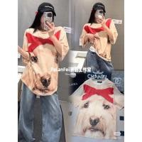 ราคา New collection doggy oversize Teeda เสื้อยืดเพ้นท์ลายรอบตัว สีส้มโอรส พิมพ์ลายน้องงหมาผูกโบว์ (43402973225)