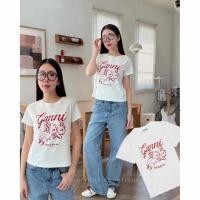 ราคา G Bunny Baby Tee 330 เสื้อยืดคอกลมแขนสั้น ชนช็อปไปเลยค้า งานสกรีนลายน้อนกระต่ายสีแดงด้านหน้า ตัดลงบนผ้าพื้นสีขาว (43229392018)