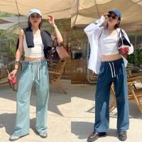 ราคา NEW IN denim pants 530 กางเกงผ้ายีนส์คอลใหม่ ทรงลูสๆสไตล์สาวเท่ห์ ลุคเกาหลี เอวยืดสม๊อค มีเชือกรูด akkara (25969010110)