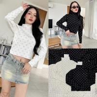 ราคา AxW crystal crop top 390 เสื้อครอปแขนยาว ทรงสวยมาก ดีเทลติดเพชรคริสตัลทั้งตัวนะค่า งานอย่างดี valen (20087104265)