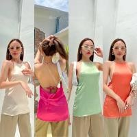 ราคา New in The fairy top 290 ฟรีส่ง เสื้อคล้องคอผ้าซาติน แต่งเพชรวิ้บวับ สวยดูมีเทส ดูแพงมากกก ดีเทลสายเพชร (17767326398)