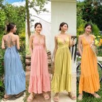 ราคา NEW IN Maxi dress 530 ฟรีส่ง มาแล้วค่าา ชุดเดรสยาวลินินสายเดี่ยว ทรงแมกซี่ ผูกไขว้หลังได้หลายแบบ glam clothes (19610687384)