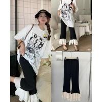 ราคา พร้อมส่ง SMLXL กางเกงรุ่นขายดี ผ้ายืดกระชับเข้ารูป ปลายขาแต่งผ้าชีฟองอัดพลีท teeda (27482578982)