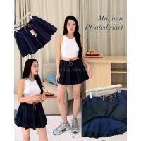 ราคา Mi mi pleated skirt 430 เทรนด์กระโปรงพลีทมาแรงไม่มีแผ่ว รุ่นนี้มีซับขาสั้น เอวยางยืดร้อยเชือกผูกเอวสีน้ำตาล valen (27466004868)