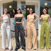 ราคา Stripe set 450 ฟรีส่ง เซ็ตเกาะอก แมทช์กางเกงขายาว ผ้าลายทาง ดีเทลเสื้อแต่งกระดุม หลังสม็อค มีซิปซ่อนด้านข้าง amuse (23128456734)