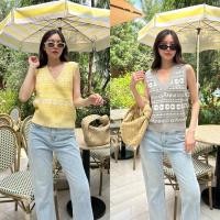 ราคา Hot items VEST KNITTED 470 ฟรีส่ง เสื้อกล้ามไหมพรมคอวี แขนกุด ทอลายอักษรน่ารักมากๆ tshop (23085948097)