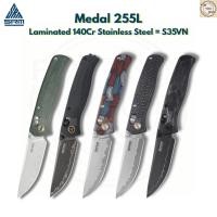 ราคา มีดพับ SRM 255L Medal ใบมีดLaminated140Cr ระบบAmbi Lock ลูกปืนเซรามิก ด้ามMicarta G10 Carbon Fiber (55158743375)