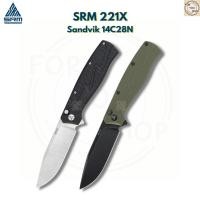 ราคา มีดพับ SRM 221X ใบมีด 14C28N ขนาด 3 6 นิ้ว ทรงBowie ด้าม G10 ระบบ Button Lock Tactical Folding Knife (44030090872)