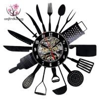 ราคา Uejfrdkuwg นาฬิกาไวนิลติดผนัง รูปช้อนส้อม สไตล์วินเทจ สําหรับตกแต่งบ้าน (17998648227)