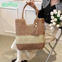 ราคา PUFFZY กระเป๋าสานฟางสำหรับชายหาด พร้อมพู่และสายสะพาย ความจุใหญ่ เหมาะสำหรับเป็นของแต่งกายแฟชั่นสำหรับผู้หญิง (57507840559)